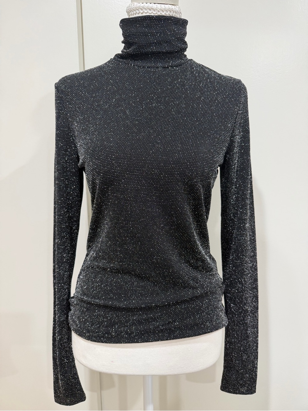 H&M Sparkle Turtleneck Long-Sleeve Top - Black